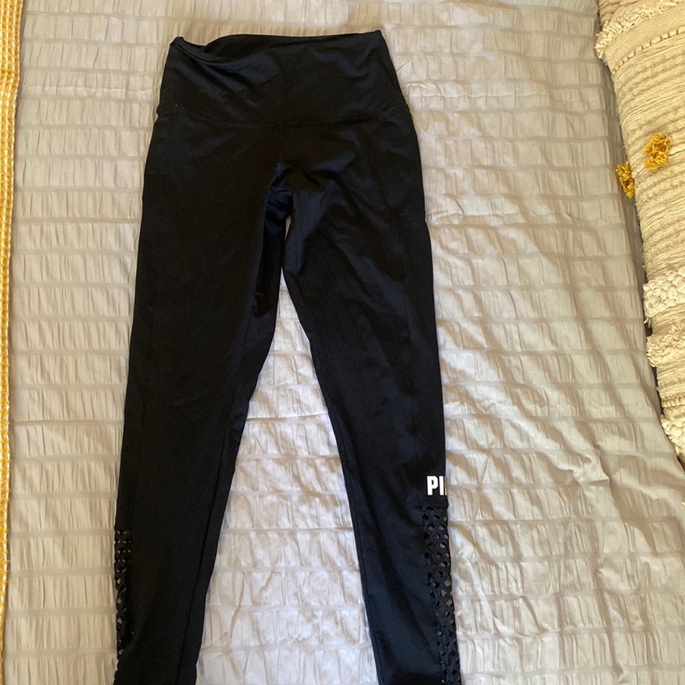 PINK leggings with mesh ankle detail. Size small